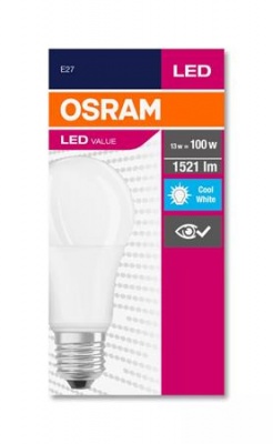 LED izzó, E27, gömb, A60, 13W, 1521lm, 4000K (HF), OSRAM "Value"